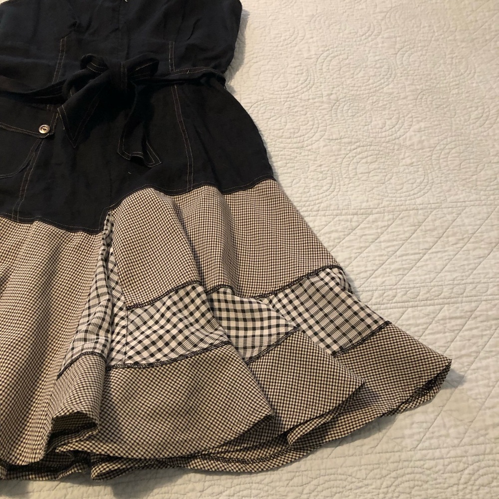 Linea Domani fit and flare black white checked dress. Size 8 - Picture 7 of 9